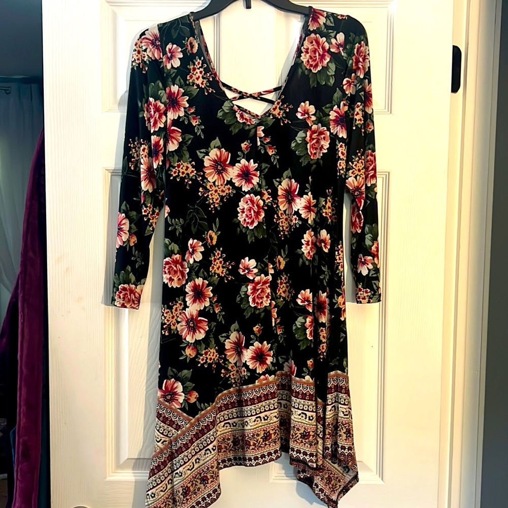 Black Floral Mini Dress